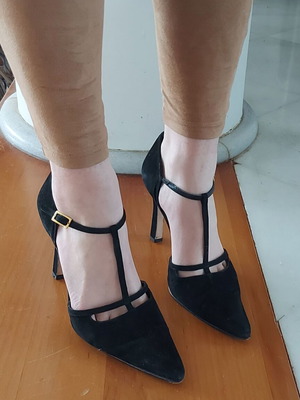 Дамски обувки употребявани, комплект от 2 черни официални обувки