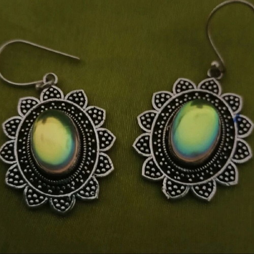 Handmade Large Dangle Earrings from Ioannina in 925 Sterling Silver with Moonstone new