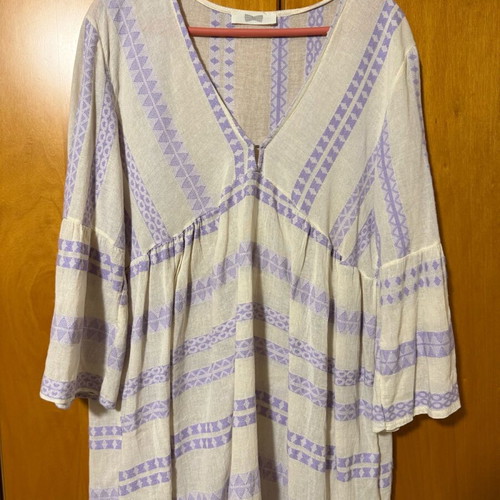 Women's dress used, cotton-linen, white one size