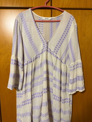 Women's dress used, cotton-linen, white one size