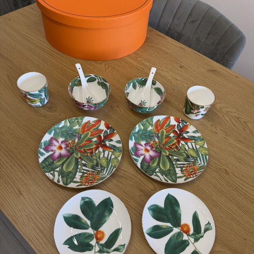 Hermes Passifolia dining set new, 10 pieces for two