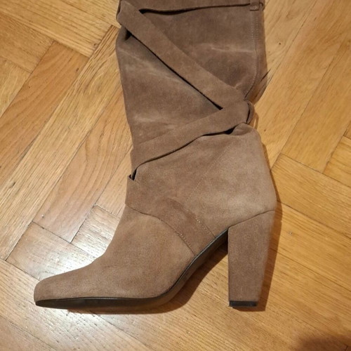 Boots like new, suede leather, size 39, gray and beige