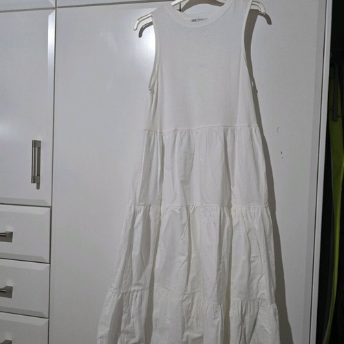 Summer Long White Dress Zara (Size S) - Like New!