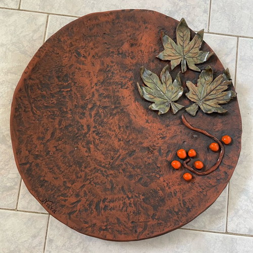 Handmade ceramic platter by Dina Argyriou unused
