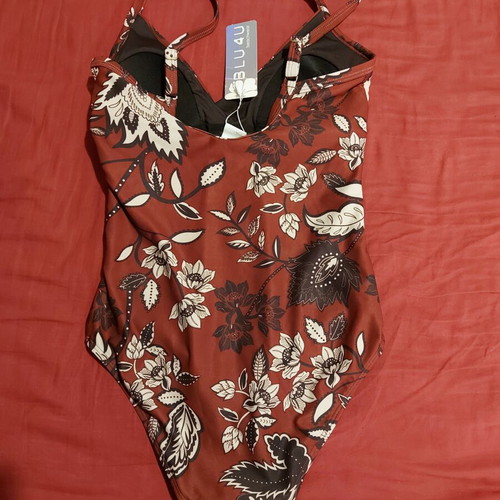 Blu4u women's one-piece swimsuit new, brown and red, size M