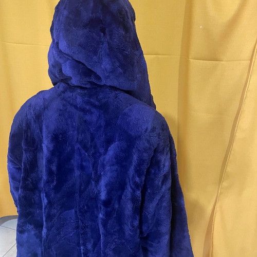 Natural mouton fur with hood used, purple