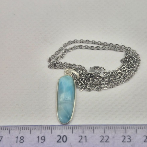 Larimar Silver 925 Necklace with Stainless Steel Chain