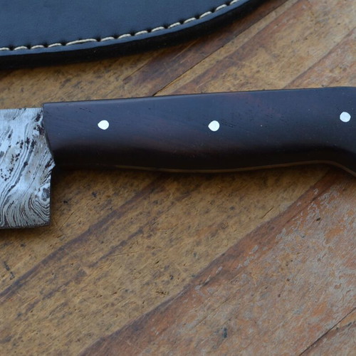 Damascus Hand Forged Vintage Kitchen Chef Knife Rose Wood Handle