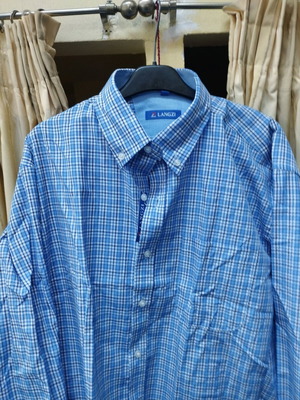 Men's checked long-sleeve shirt new, with pocket, sizes M-3XL