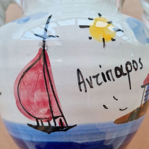 Ceramic amphora new, hand-painted from Antiparos