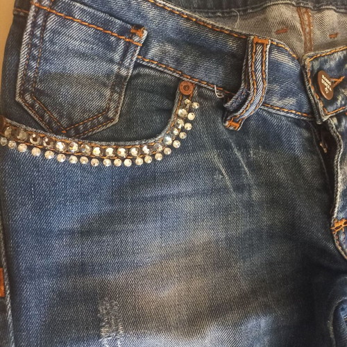 Rossodisera jeans used, size L, blue with Pink Woman tank top gift