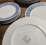 Keramikos vintage set of 12 ceramic plates with blue folk motif