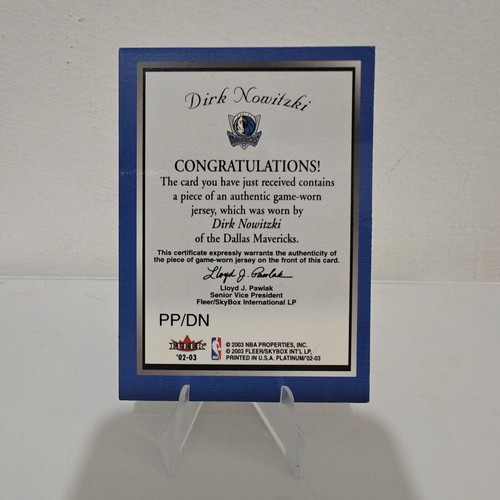 Dirk Nowitzki Patch Card Dallas Mavericks 2002-03 Panini like new