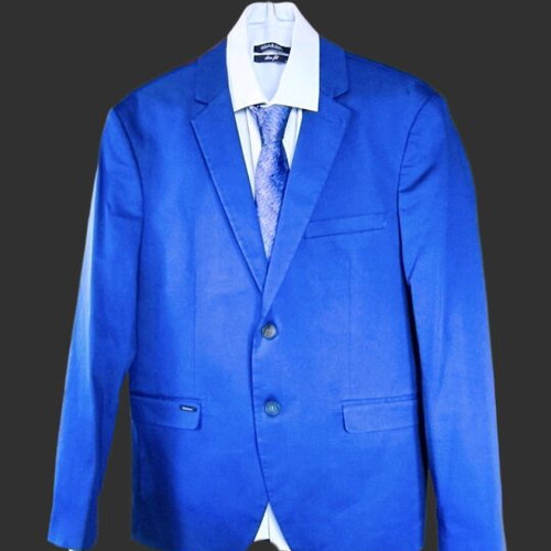 Edeson Fashion blue suit set new with jacket 50, trousers 32, shirt M and tie