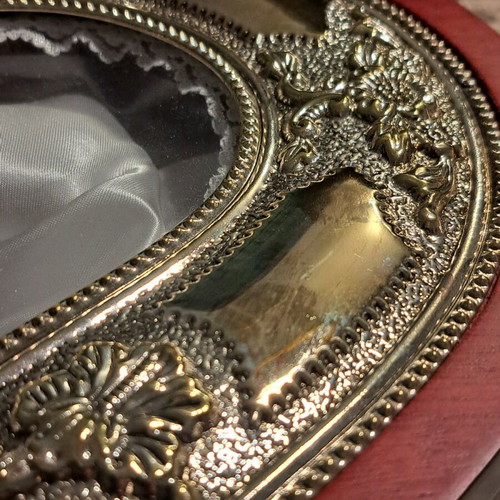 Vintage wooden stefanochiki with silver decoration, like new