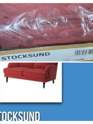 Ikea Stocksund Loveseat Cover new, velvet Ljungen light red