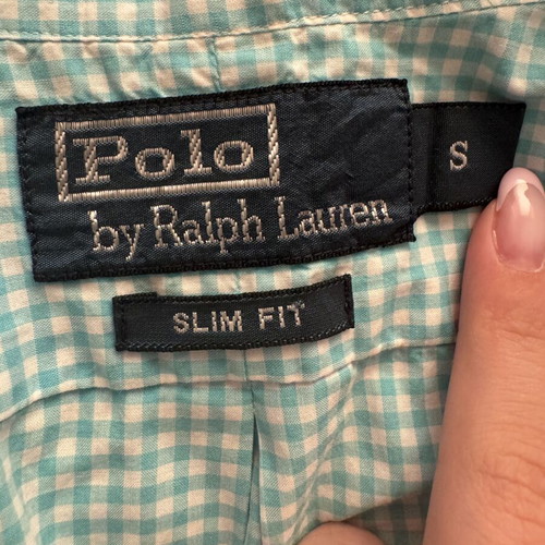 Polo Ralph Lauren checked white blue shirt, men's S