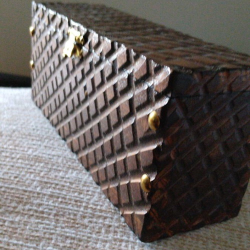 Handmade wooden box with Balkan fir and CNC carving, like new