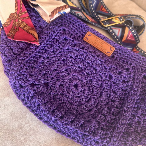 Handmade Crochet Crossbody Bag in Purple