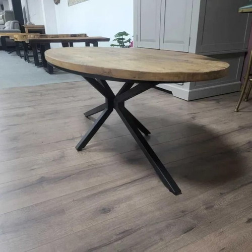 Oak coffee table with metal legs new