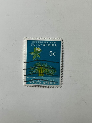 Vintage South Africa 1961 Stamp Botanical Baobab Tree & Flower used