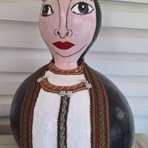 Handmade Pontic Woman Decorative Gourd