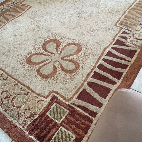 Brown living room rug used, 240cm x 210cm