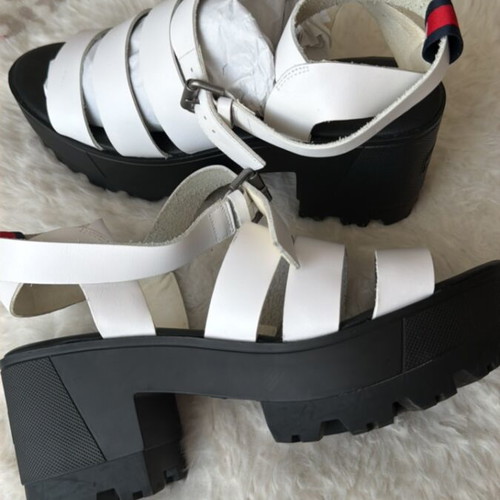 Tommy Jeans platform sandals, black and white