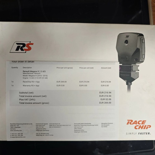 Racechip Rs for Renault 1.5 dci 110hp with Bluetooth module used