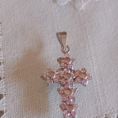 Silver Cross 925 with Pink Zirconia