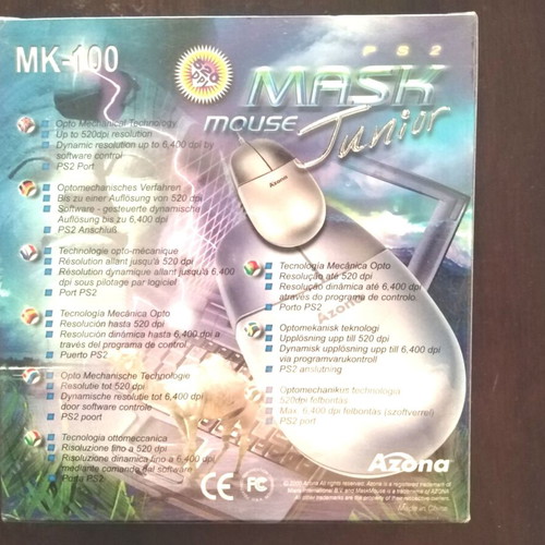 Azona Mask Junior MK100 PS2 ball mouse 520dpi blue, new