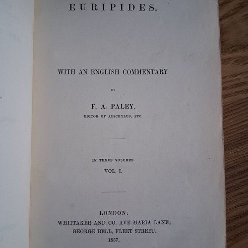 Euripides with English Commentary by F.A. Paley, used, 3 volumes
