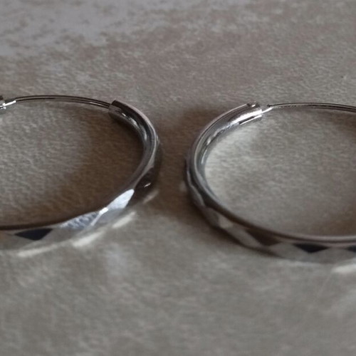 Elegance 925 silver showy hoop earrings, 3 cm diameter
