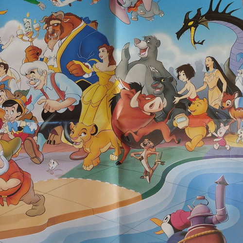 Αφίσα παιδική Disney χαρακτήρες μεταχειρισμένη, διπλής όψης Magic English