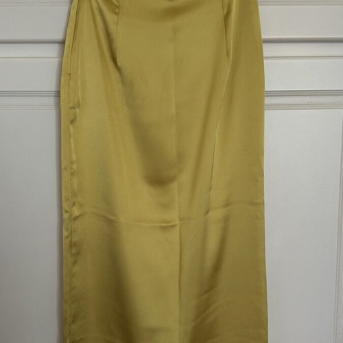 Zara satin skirt, yellow, slit detail