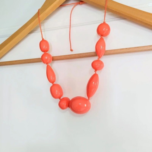 Zara pop colorblock statement necklace orange adjustable length