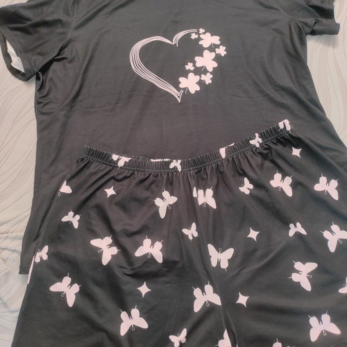 Pajama set short sleeve and shorts 3XL new, black