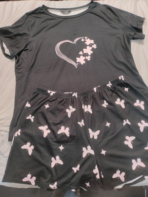 Pajama set short sleeve and shorts 3XL new, black