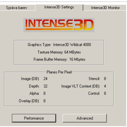 Intense 3D Wildcat 4000 graphics card used, professional CAD solution