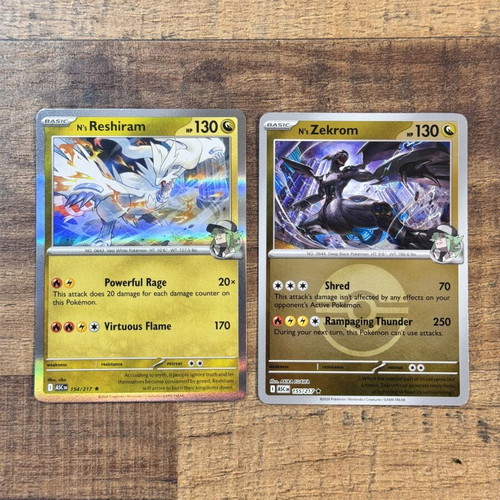 N's Reshiram and N's Zekrom Pokemon cards 154/217 & 155/217 Ascended Heroes