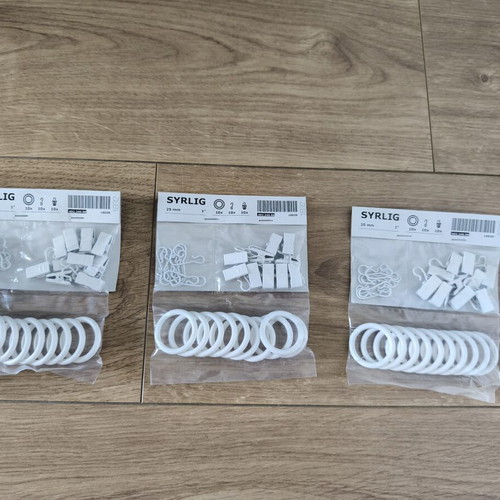 IKEA Syrlig Curtain Hooks White Pack of 3