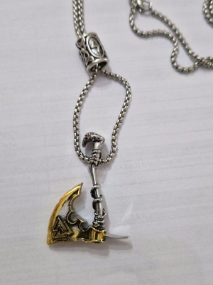 Axe necklace new men's with gold and silver chain