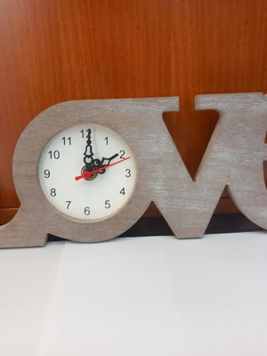 Love clock new, wooden tabletop or wall hanging