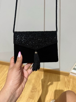 Envelope bag used, black, evening, crossbody