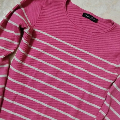 Pink striped blouse like new, size M