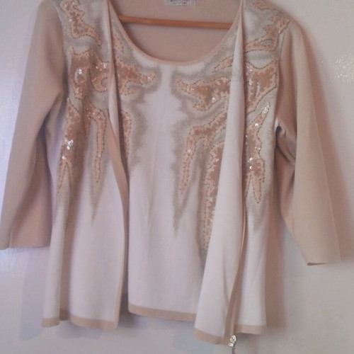 Blouse and jacket set used, size L, beige