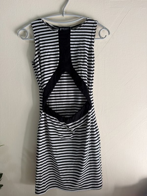 Parizianista black and white striped dress with chest cutout, S/M