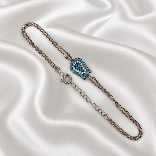 Handmade Gianni Silver Bracelet with Zircon Stones, new