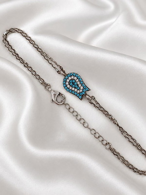 Handmade Gianni Silver Bracelet with Zircon Stones, new