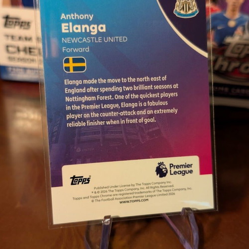 2025-26 Topps Chrome Premier League Anthony Elanga RayWave Refractor card like new